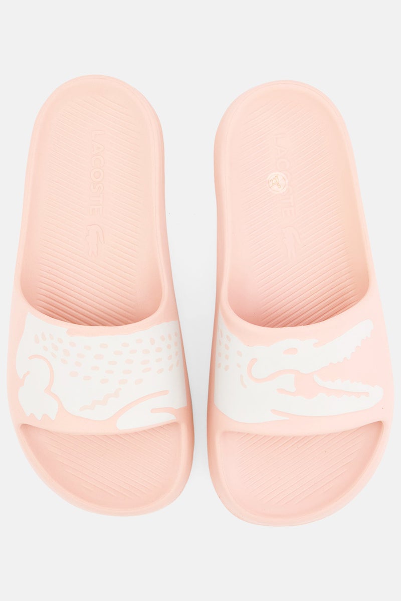 LACOSTE Women Brand Logo Slide Slippers, Pink/Grey - Image 4